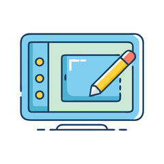 Leinwandbilder - Illustration of graphic design tablet with pencil for digital art and creative projects design