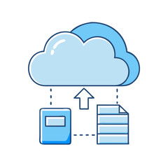 Aufkleber - Illustrative cloud computing data transfer diagram showcasing file and document storage and sharing online
