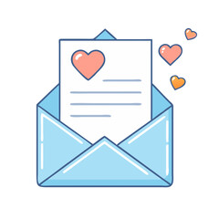 Poster - Love letter heart envelope message romance valentine greeting card invitation illustration sending love