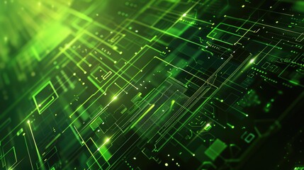Fototapete - The picture of the green circuit board with technology theme that stands for the connection, mainboard or motherboard is central printed circuit board in computer or other electronic device. AIG51.