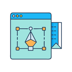 Poster - Illustration of graphic design software interface with vector shape and document icon set