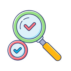 Poster - Magnifying glass check mark icon search find verify validate confirm correct approval symbol tool