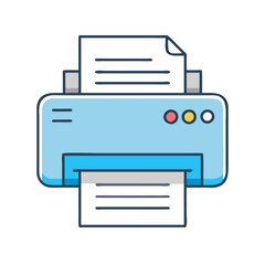 Poster - Illustration of printer printing document paper sheet office equipment technology device machine print