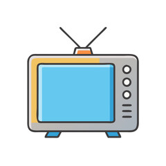 Poster - Retro television vintage tv screen with antenna broadcasting media entertainment technology device