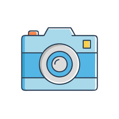Poster - Illustration of a blue camera photography equipment lens device snapshot picture taking tool image