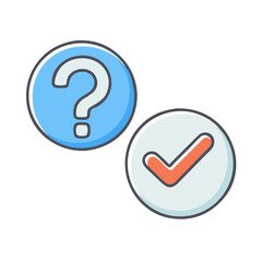 Poster - Question mark and check mark icons for quiz test survey or poll vector illustration