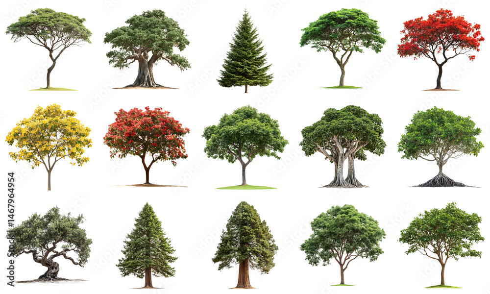 Diverse Collection of Unique Trees in Different Seasons and Colors for ...