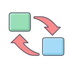Poster - Circular flow chart diagram infographic template with arrows and boxes illustration vector