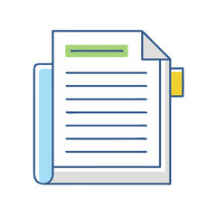 Aufkleber - Illustration of document file paper with lines for text and a tab for organization and filing