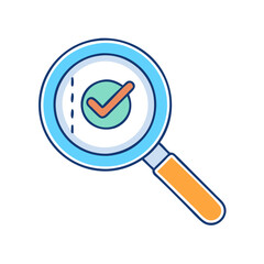 Poster - Magnifying glass check mark icon vector illustration for search results and validation process