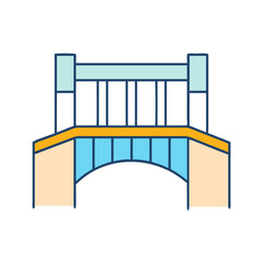 Poster - Illustration of a bridge with arch and pillars for transportation and infrastructure design