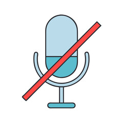 Poster - Microphone muted icon vector illustration for audio conference call or meeting design asset