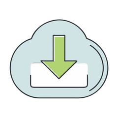 Fototapete - Download from cloud storage vector illustration file transfer data backup concept design