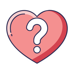 Poster - Love heart question mark illustration for valentine's day relationship and romance concept design