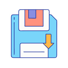 Aufkleber - Download floppy disk icon vector illustration for saving data and file transfer in blue color