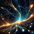 © Silvia Bogdanski - Visualisierung eines Neutrino-Stroms in dunkler Raumzeit