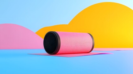 Poster - Pink Cylinder Product Mockup on Pastel Background