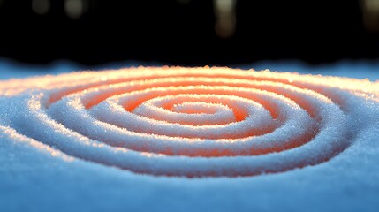 Poster - Rippled Snow Surface with Glowing Spiral Pattern