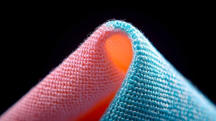 Poster - Rippling Blue and Orange Fabric Texture Close Up