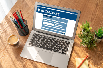 Poster - health insurance web site modish registration system for easy form filling