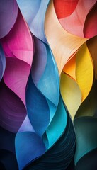 Poster - Abstract Wavy Flowing Paper Layers, Colorful Rainbow Spectrum Art Background Texture Design