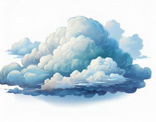 fluffy cumulus clouds on a clean isolated on a white background generative ai
