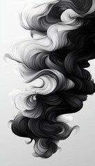 Fototapete - Abstract Background, Dynamic Fluid Waves in Black and White Monochrome, Elegant Flowing Design