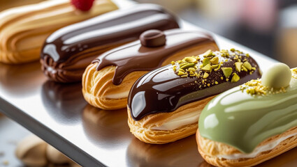 Poster - Assortment of Gourmet Eclairs with Various Flavors