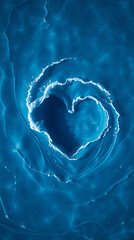 Leinwandbilder - Blue inkscape design with a heart shape in the center, creating a mesmerizing and fluid pattern for artistic and decorative applications.