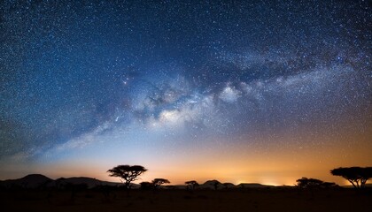 Wall Mural - shiny stars and galaxy space sky night background africa