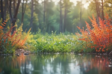 Wall Mural - Abstract blurred nature scene, soft focus, tranquil ambiance, natural, dreamy