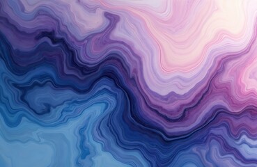 Poster - abstract illustration features flowing liquid marble pattern in shades of blue and purple. fluid ink
