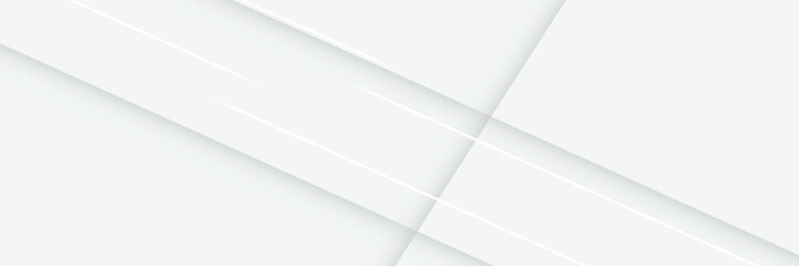 Poster - 3d white geometric abstract background overlap layer on bright space with polygon lines shape decora