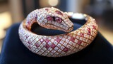 Exquisite snake bracelet, lavishly adorned with diamonds and rubies