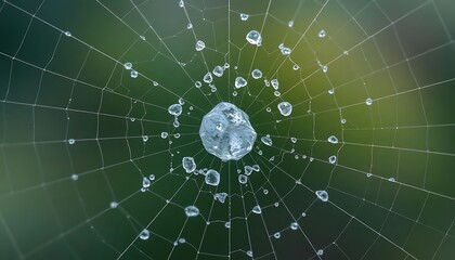 Wall Mural - spider web with water drops on it