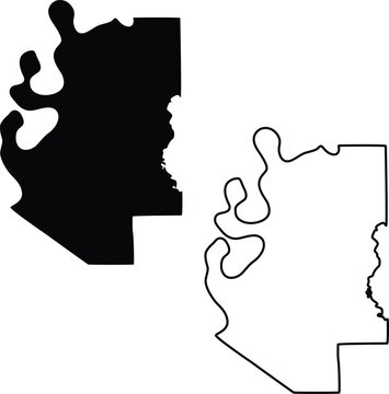 Map of Tunica County Mississippi USA Silhouette Flat And Outline Design