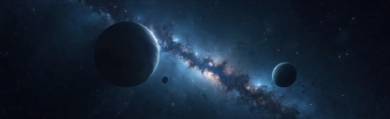Wall Mural - outer space cosmos featuring planets stars galaxies. deep space exploration universe. science fictio