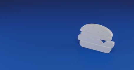 Poster - Isolated realistic white hamburger symbol with shadow. Located on the right side of the scene. 3d illustration on transparent background