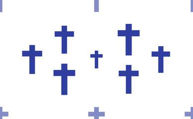 Aufkleber - Seamless pattern of large isolated blue cross symbols. The pattern is divided by a line of elements of lighter tones. Illustration on light transparent background