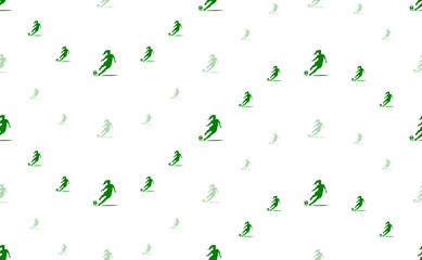Poster - Seamless pattern of large and small green female football symbols. The elements are arranged in a wavy. Illustration on light green background