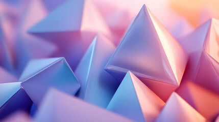 Poster - Abstract geometric pyramids with a dreamy pastel color palette and soft lighting