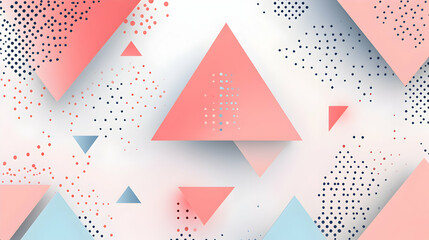 Poster - Abstract background with geometric shapes in trendy coral and blue tones