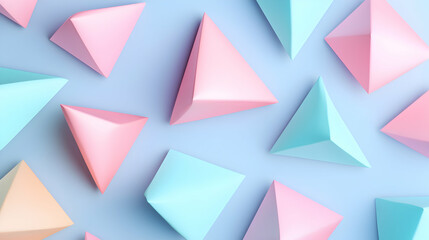 Poster - Pastel Geometric Harmony: A Seamless Pattern of Light and Shadow on Pyramid Shapes