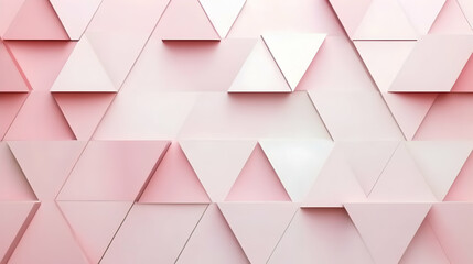 Poster - Geometric arrangement of pink triangles creating a modern dimensional pattern