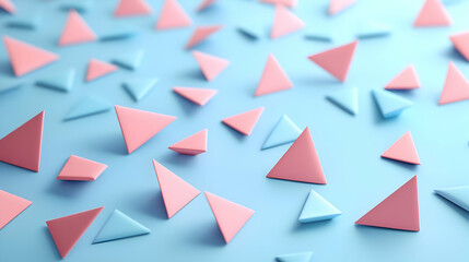 Poster - Delicate dance of triangles in playful color palette, a geometric dreamscape