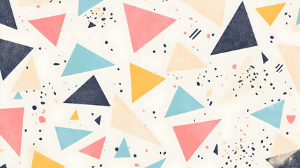 Poster - Playful geometric arrangement featuring triangles and textured dots on a cream background