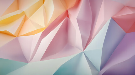 Poster - Geometric pastel paper with intricate folds creating a crystal-like abstract