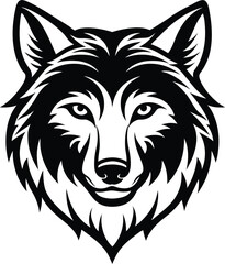  Black and White Wolf Head Illustration 
