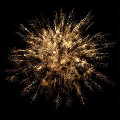 Poster - Bright Golden Fireworks Display Exploding in Dark Night Sky During Celebration Event for Festivities and New Year Celebrations with Sparkles and Radiance