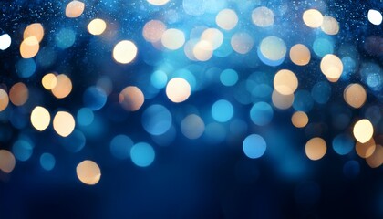 abstract bokeh festoon on dark blue background blue blur abstract